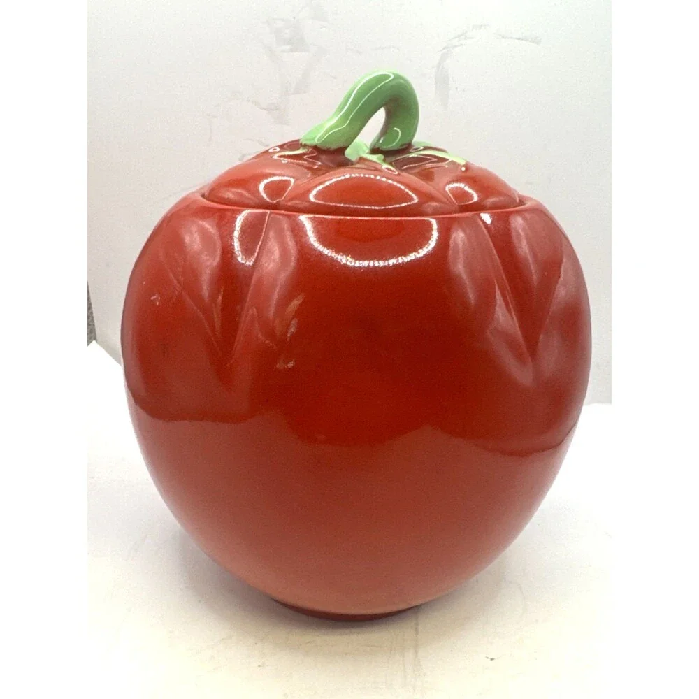 1940s VINTAGE The Pantry Parade Tomato Strawberry Cookie Jar Red Made in USA